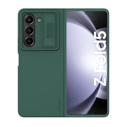 Nillkin Galaxy Z Fold5 5G CamShield Silky Silicone -suojakuori, kyn&auml;paikalla, vihre&auml;