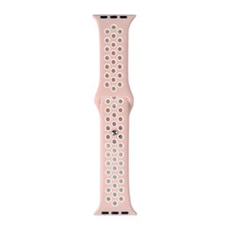 Reik&auml;kuvioitu silikoniranneke Apple Watch 38 / 40 / 41 / 42 mm -&auml;lykellolle, Pinkki/valkoinen