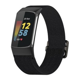 Nylonranneke Fitbit Charge 5 -&auml;lykellolle, Musta