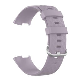 Kuvioitu silikoniranneke Fitbit Charge 3 / Charge 4 -&auml;lykellolle, Violetti