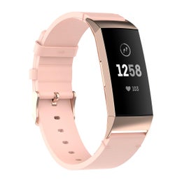 Ranneke aitoa nahkaa Fitbit Charge 3 / Charge 4 -&auml;lykellolle, Pinkki