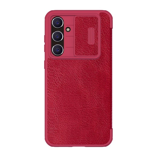 Nillkin Qin PRO Galaxy S23 FE 5G Plain Leather -kuoret kamerasuojalla, Punainen