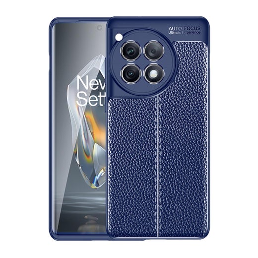 OnePlus 12R 5G ekonahkainen TPU-suojakuori, Sininen