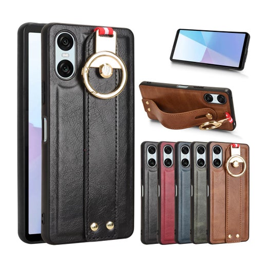 Sony Xperia 10 VI suojakuori kaulahihnalla, Ekonahkaa eri v&auml;reiss&auml;