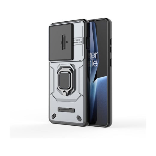 OnePlus 13R 5G kuoret kamerasuojalla ja otesormuksella, Harmaa