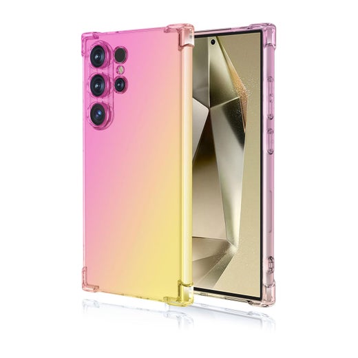 Galaxy S25 Ultra 5G Gradient Bumper TPU -suojakuori, Pinkki/kulta